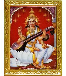 Goddess Saraswati - Framed Picture