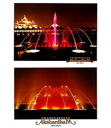 Fountain in Akshardham Temple, New Delhi - 2 Small Posters