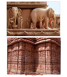 Wall Sculpture at Akshardham Temple, New Delhi - 2 Small Posters