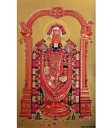Lord Venkateshwara - Golden Metallic Poster