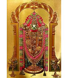 Lord Venkateshwara - Golden Metallic Poster