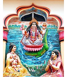 Ganga Descends from Heaven after being Propitiated by Bhagirath