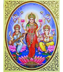 Lakshmi,Saraswati and Ganesha
