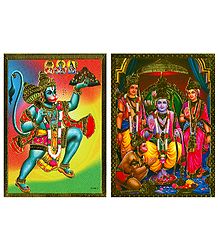 Ram Darbar and Hanuman - Set of 2 Posters