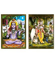 Shiva and Krishna - Set of 2 Unframed Posters