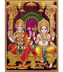 Lakshmi and Ganesha - Glitter Poster
