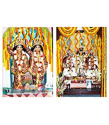Gaur, Nitai and Gaurangadev with Lakshmipriya and Vishnupriya - Set of 2 Photo Prints
