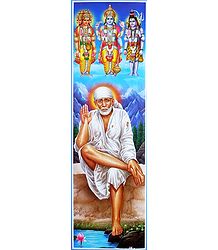 Shirdi Sai Baba with Brahma, Vishnu, Shiva