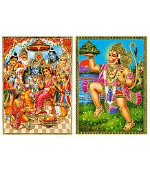 Ram Darbar and Hanuman - Set of 2 Posters