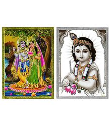 Radha Krishna and Krishna - Set of 2 Posters