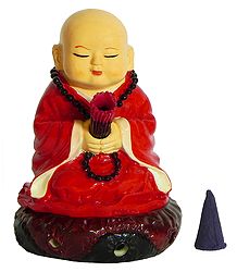 Buddhist Monk Incense Burner with 16 Incense Cones