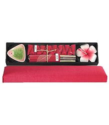 Flower Fragrance Incense Sticks and Incense Cones with Ceramic Holder and a Flower Candle