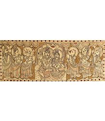 Shiva Parvati Being Prayed by Gods and Nandi, Bhringi