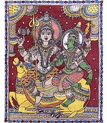Shiva Parvati Sitting on a Bull