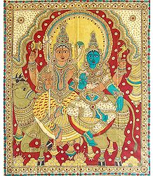 Shiva Parvati Sitting on Nandi