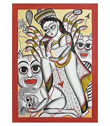 Goddess Durga - Kalighat Painting