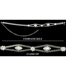 White Stone Studded Metal Kamarband