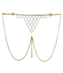 White Stone Studded Golden Kamarband