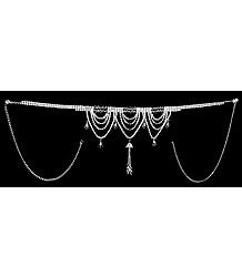 White Crystal Beads and White Stone Studded Kamarband