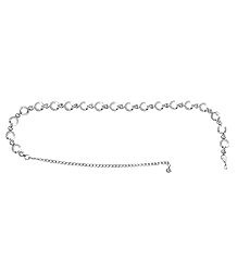 White Stone Studded with Metal Ring Kamarband