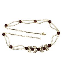 Faux Zirconia and Pearl Beaded Kamarband