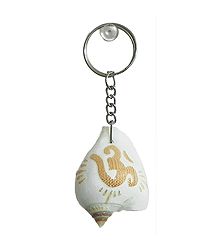Om Carved Shell Key Ring