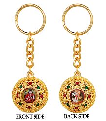Double Sided Key Ring - Bal Gopal and Radha Krishna