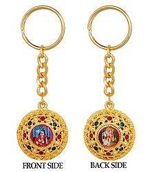 Double Sided Key Ring - Bal Gopal and Radha Krishna