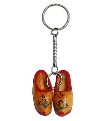 Metal Key Chain with Wooden Shoes