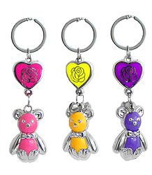 Set of 3 Colorful Teddy with Rose on Heart