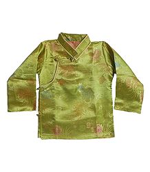 Green Woven Brocade Silk Finish Kurta