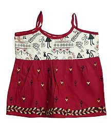 Kantha Stitched Red Frock