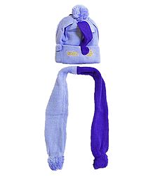 Light Mauve with Dark Purple Woolen Scarf and Cap