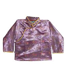 Mauve with Golden Woven Brocade Silk Finish Kurta