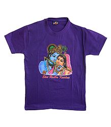 Printed Krishna on Purple T-Shirt for Young Boy