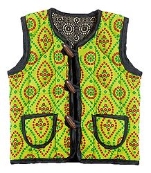 Reversible Sleeveless Quilt Jacket with Pocket