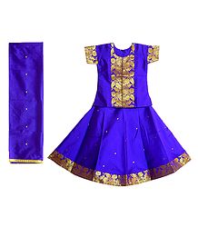Purple Silk with Zari Border Lehenga Choli and Chunni