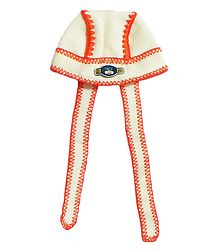 Ivory Color Cap with Saffron Embroidery