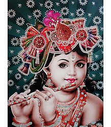 Makhan Chor Krishna - Glitter Poster