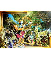 Krishna Preaches the Gita to Arjuna in the Battle of Kurukshetra