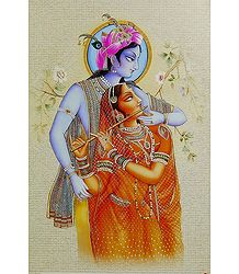 Radha Learning Flute from Krishna - Poster