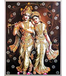 Radha Krishna - Poster with Glitter