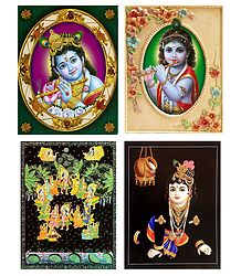 Set of 4 Krishna Posters