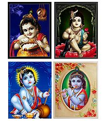 Set of 4 Krishna Posters