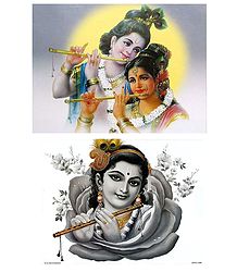Radha Krishna and Krishna - Set of 2 Posters