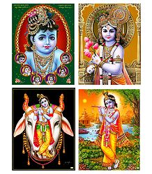Set of 4 Krishna Posters