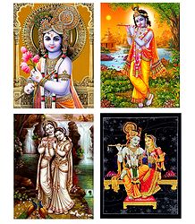 Krishna and Radha Krishna - Set of 4 Posters