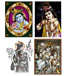 Krishna and Radha Krishna - Set of 4 Posters
