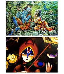 Radha Krishna and Meerabai - Set of 2 Posters