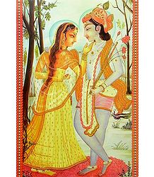 A Loving Moment Between Radha and Krishna